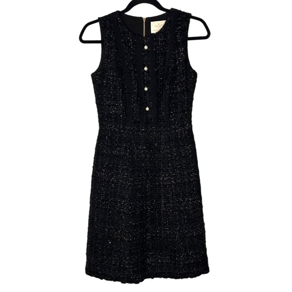 Kate Spade Sparkle Tweed Pearl Button Dress- Size 0 - Picture 2 of 16